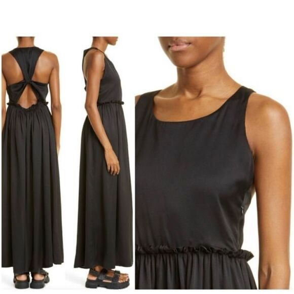 REVOLVE Munthe Villima Maxi Dress, Lightweight Charmeuse Pleated Skirt Ruffle - Picture 4 of 12